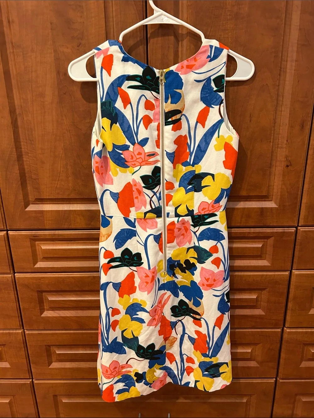 J. Crew Sleeveless V-Neck Floral Mini Dress in White, Blue, Yellow, Orange, Pink